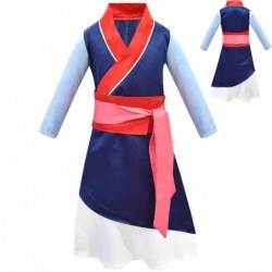Size is 2T-3T(100cm) For Kids Girls Cos Mulan Costumes Dress 3 Sets For Halloween Chinese Heroine Party Ball Gown