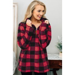 Size is S Pullover Half Zip Plaid Fleece Sweatshirts For Women White And Black