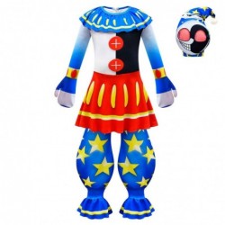 Size is 2T-3T(100cm) Kids Cos Five Nights at Freddy's BOSS Sun Moon Clown Costumes Jumpsuit Halloween With Mask