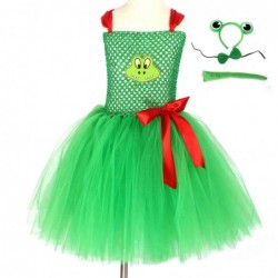 Size is S(2-3T) Cosplay Green Frog Tutu Ballet Dress Costumes With Headband For Girls Halloween 2T-12T