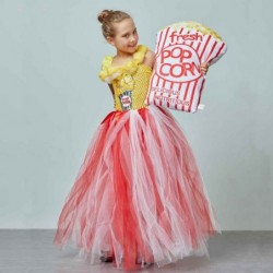 Size is S(2-3T) For Girls Halloween Cosplay Popcorn Tutu Ballet Dress Costumes yellow 2T-12T