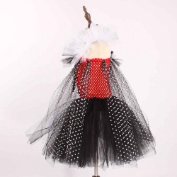 Size is S(2-3T) For Girls Cosplay Black And White Witch Cruella Tutu Dress Costumes With Headband For Halloween