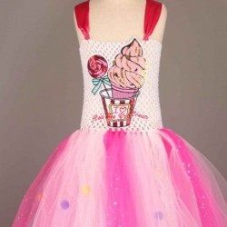 Size is S(2-3T) Cosplay Rainbow Ice cream Tutu Ballet Dress Costumes For Girls Halloween 2T-12T