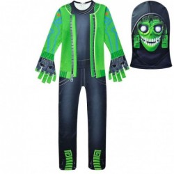 Size is 5T-6T(120cm) Cosplay Fortnite Mezmer Skin Costumes Jumpsuit Zipper Back Halloween For Kids 5T-12T With Mask
