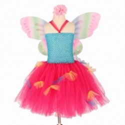 Size is S(2-3T) Cosplay Pink butterfly Tutu Ballet Dress Costumes With Headband wings 2T-12T For Girls Halloween