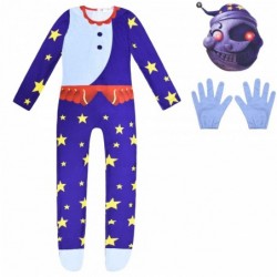 Size is 4T-5T(120cm) Cosplay moondrop FNAF Costumes Jumpsuit Blue Zipper Back Halloween For Kids 2T-12T With Mask