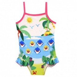 Size is 2T-3T(100cm) Baby Shark Shoulder strap Swimsuits For Little Girls 1 Piece triangle Bottom Beach Swimwear