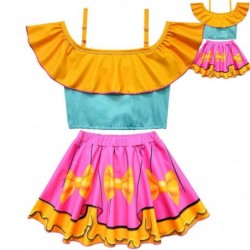 Size is 2T-3T(100cm) For Girls Orange Lol Surprise Doll 2 pieces Swimsuits Ruffle Off Shoulder Beach Swimwear
