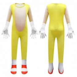 Size is 2T-3T(110cm) Cosplay Sonic the Hedgehog Costumes Jumpsuit Zipper Back Halloween For Kids With mask