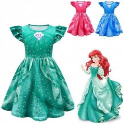 Size is 2T-3T(100cm) For Girls Summer Birthday Outfits Dress Ariel Princess Flutter Sleeve A Line Dress