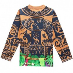 Size is 3T-4T(100cm) Cosplay Moana Maui Long Sleeve Pajamas Crew Neck For kids 2 Pieces Costumes