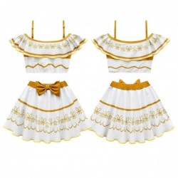 Size is 2T-3T(100cm) Encanto Mirabel Swimsuits 2 piece For Girls Ruffle Off Shoulder white 2t-12t