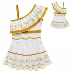 Size is 2T-3T(100cm) Encanto Mirabel bathing suits for 12 year olds 1 piece For Girls Ruffle One Shoulder 2t-12t