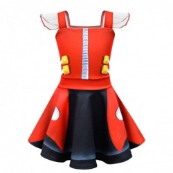 Size is 2T-3T(100cm) Cosplay Dr  Eggman Sonic the Hedgehog Summer Dress Flutter Sleeve Square Neck For Girls'