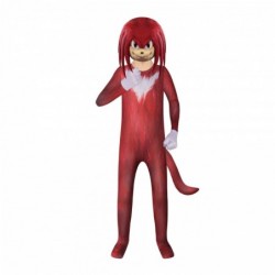 Size is 2T-3T(100cm) Cosplay Knuckles Costumes Long Sleeve Jumpsuit Red Sonic the Hedgehog Halloween For Kids