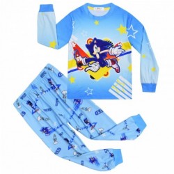 Size is 5T-6T(120cm) Sonic the Hedgehog pirnt Long Sleeve Pajamas Crew Neck For kids 2 Pieces Costumes