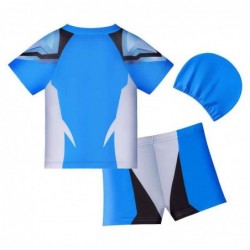 Size is 2T-3T(100cm) Cosplay Blue Ultraman 2 Piece Swimsuits For Kids Boy Swim Short Trunks and swim tops With Cap