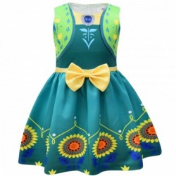 Size is 2T-3T(100cm) For Girls Costumes Frozen Princess Anna Bowknot Front Sleeveless summer dress Birthday suit