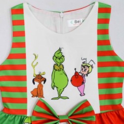 Size is 2T-3T(100cm) The Grinch Sleeveless dress For Girls Costumes For Kids Halloween Birthday suit