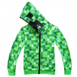 Size is 5T-6T(120cm) For Kids Halloween Cosplay Minecraft green Hoodies sets Long Sleeve Sweatshirts sets Costumes