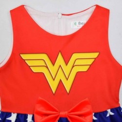 Size is 2T-3T(100cm) For kids Girls Cosplay Captain marvel Sleeveless Dress Summer Outfit 2T-10T