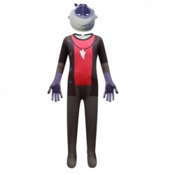 Size is 4T-5T(110cm) For Kids Halloween Cosplay The Bad Guys Mr  Shark Long Sleeve Zipper Back Jumpsuit Costumes with mask