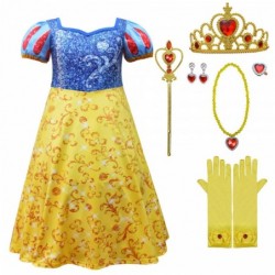 Size is 4T-5T(110cm) Cosplay Snow White Costumes 6sets Long Sleeve Dress Halloween For Girls Includes Mask glove