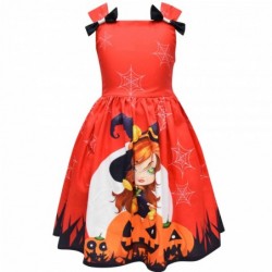 Size is 4T-5T(110cm) Little witch vampire pumpkin Costumes Sleeveless Dress Halloween For Girls
