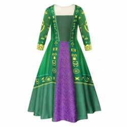 Size is 4T-5T(110cm) For Girls Cosplay Hocus Pocus 2 Winifred Costumes Long Sleeve Dress Halloween