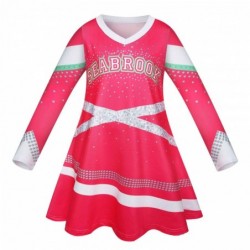 Size is 4T-5T(110cm) For Girls Cosplay Zombie 3 Cheerleader pink Costumes Long Sleeve Dress Halloween