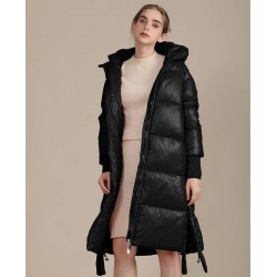 Size is S Side Slit Warmest Winter Hooded Long Puffer Jacket Coats For Women
