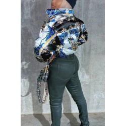 Size is S Outwear Polo Paisley Bandana Print Crop Puffer Jacket Coat For Women