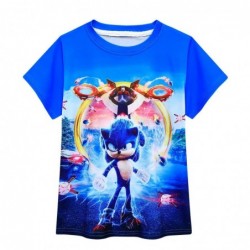 Size is 4T-5T(110cm) For Kids boys Sonic The Hedgehog Print Summer Tops Shirt Round Collar Short Sleeves