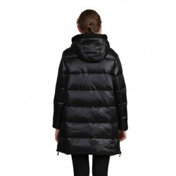 Size is S Black Turtleneck Hooded Shiny Bubble Puffer Jacket For Women