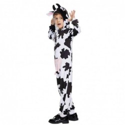 Size is Kids(S) For Kids cosplay dairy cattle Costume cow Black and white Jumpsuit hooded Halloween pajamas