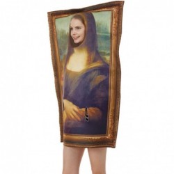 Size is M For Adult cosplay Mona Lisa mural Funny Costume Jumpsuit Halloween