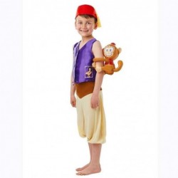 Size is XS(2-4T) for kids boys cosplay Aladdin Costumes Halloween with hat