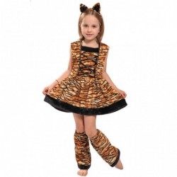 Size is S(3-5T) for kids cosplay tiger animal Plush Costumes Jumpsuit dress Halloween with hairband