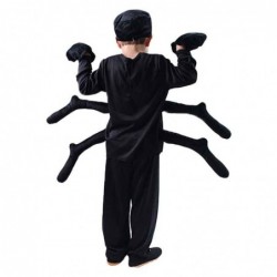 Size is S(3-5T) for kids boys cosplay Black spider Jumpsuit animal Costumes with hat Halloween