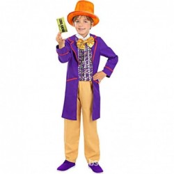 Size is S(3-5T) cosplay Charlie and the Chocolate Factory Costume with hat Halloween