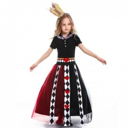 Size is S(3-5T) cosplay Alice queen of poker Tulle Mesh dress costumes for kids girls Halloween