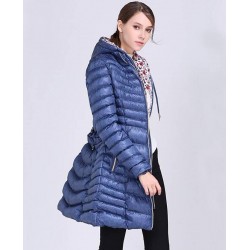 Size is S Blue Winter Belted Long Puffer Jacket Coats Outwear For Women