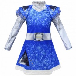 Size is 4T-5T(110cm) Zombie 3 Aliens Outfit blue Costumes Long Sleeve Dresses for girls Halloween