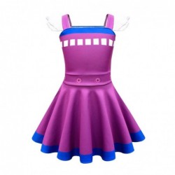 Size is 2T-3T(100cm) Stranger Things 4 Summer Dress 1 Piece Flutter Sleeve Square Neck purple For girls
