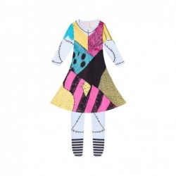 Size is 2T-3T(100cm) scary Sally Long Sleeve dress costumes for kids girls Halloween 2T-9T