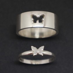 Matching Butterfly Couple 2Pcs Ring His And Her Promise...