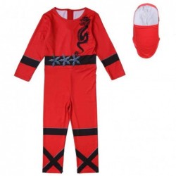 Size is 2T-3T(100cm) Ninja dragon print costumes Long Sleeve jumpsuits for kids boys Halloween with mask