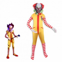 Size is 5T-6T(120cm) scary McDonald's clown uncle costumes Long Sleeve jumpsuits for kids Halloween with mask