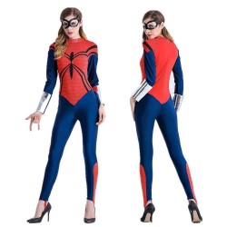 Long Sleeve Spiderman Halloween Bodysuit Womens Costume Red