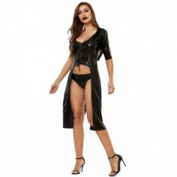 Size is S For Sexy Woman vampire black Hood Costume Halloween leather